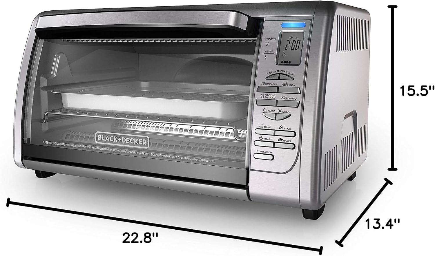 imageBlackDecker Countertop Convection Toaster Oven 8 Onetouch Cooking Functions Stainless SteelDual Rack Positions