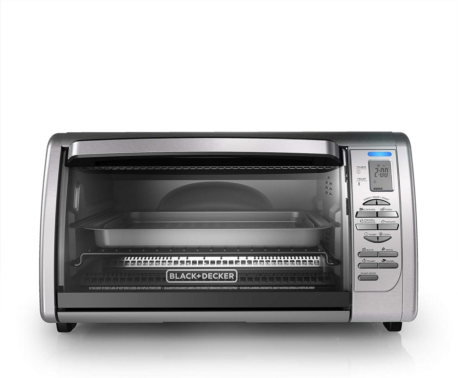 imageBlackDecker Countertop Convection Toaster Oven 8 Onetouch Cooking Functions Stainless SteelDual Rack Positions
