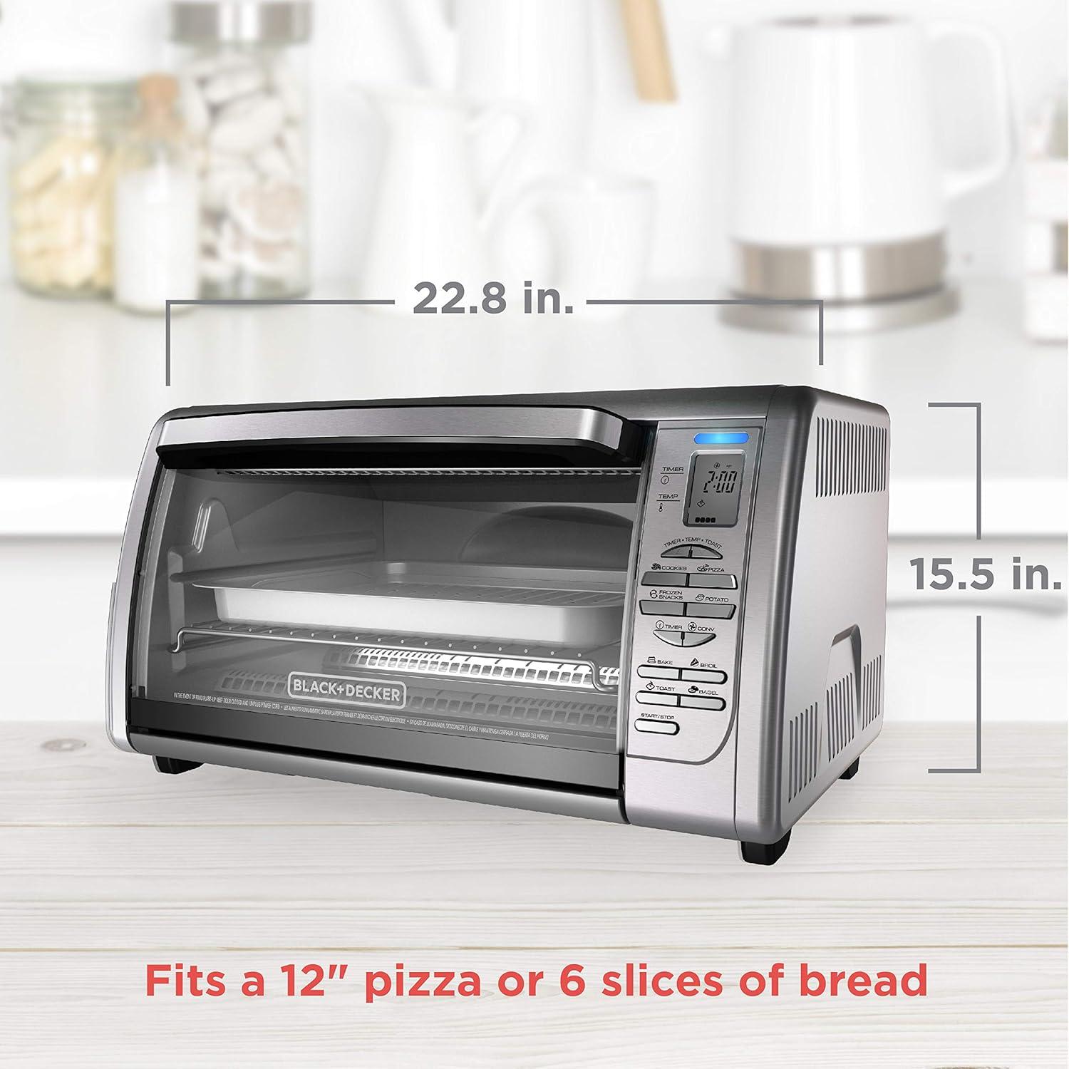 imageBlackDecker Countertop Convection Toaster Oven 8 Onetouch Cooking Functions Stainless SteelDual Rack Positions
