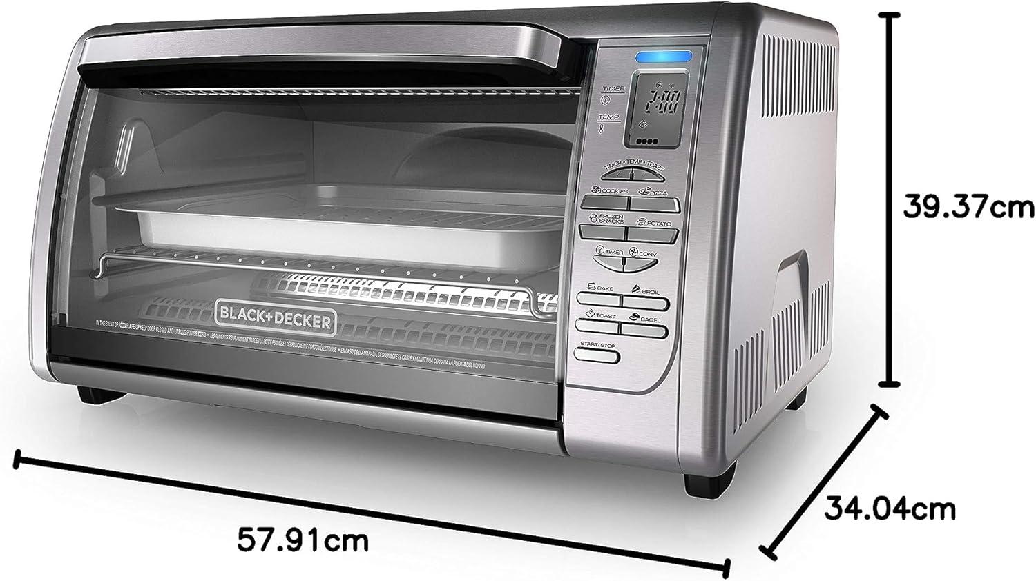 imageBlackDecker Countertop Convection Toaster Oven 8 Onetouch Cooking Functions Stainless SteelDual Rack Positions