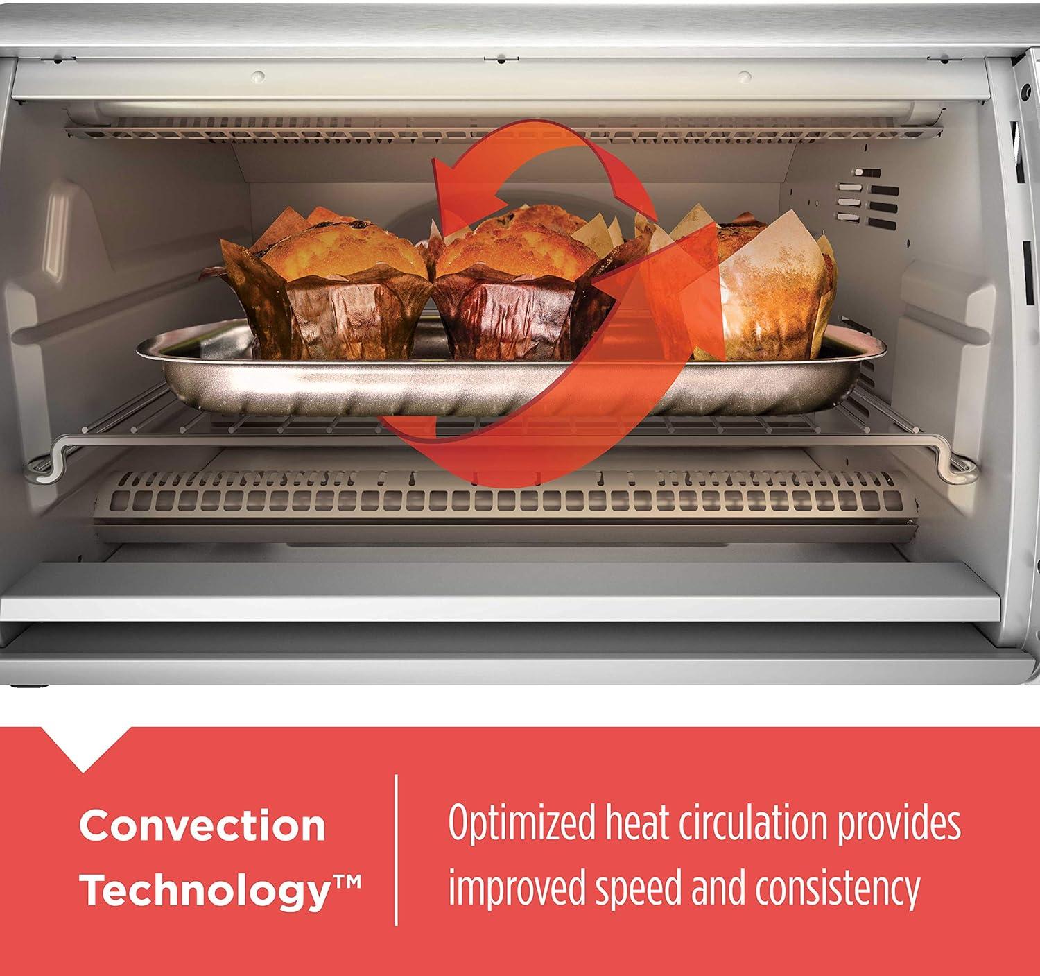 imageBlackDecker Countertop Convection Toaster Oven 8 Onetouch Cooking Functions Stainless SteelDual Rack Positions