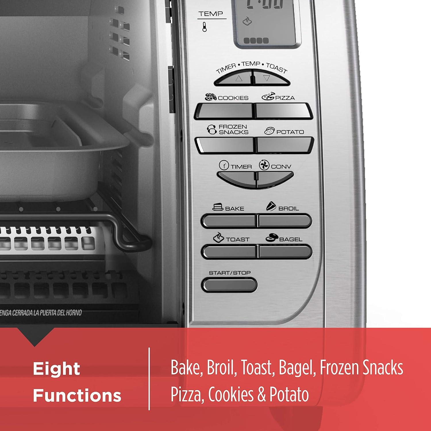 imageBlackDecker Countertop Convection Toaster Oven 8 Onetouch Cooking Functions Stainless SteelDual Rack Positions