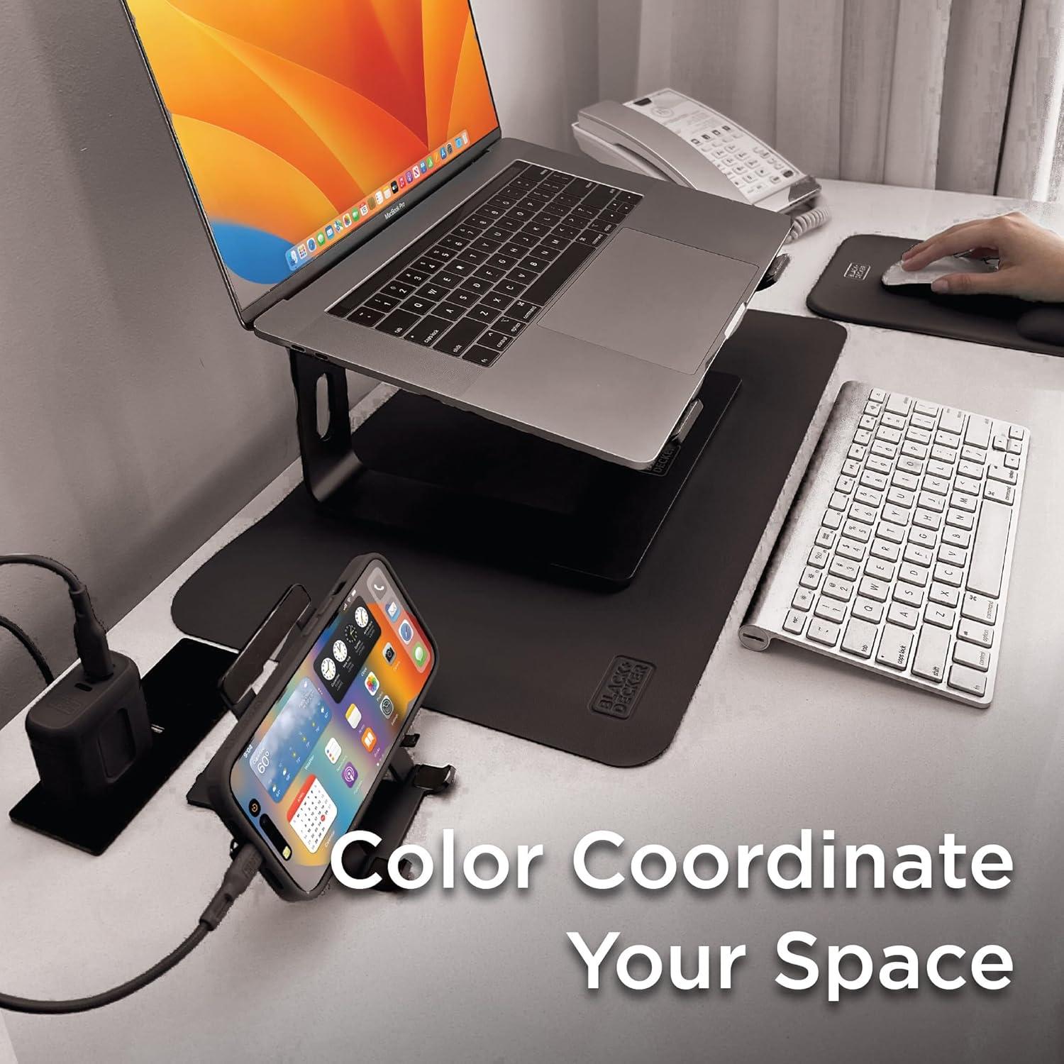 imageBlackDecker Faux Leather Desk Mat for Keyboard and Mouse Protective Desk Decor Gaming Work from Home Office AccessoryBlack