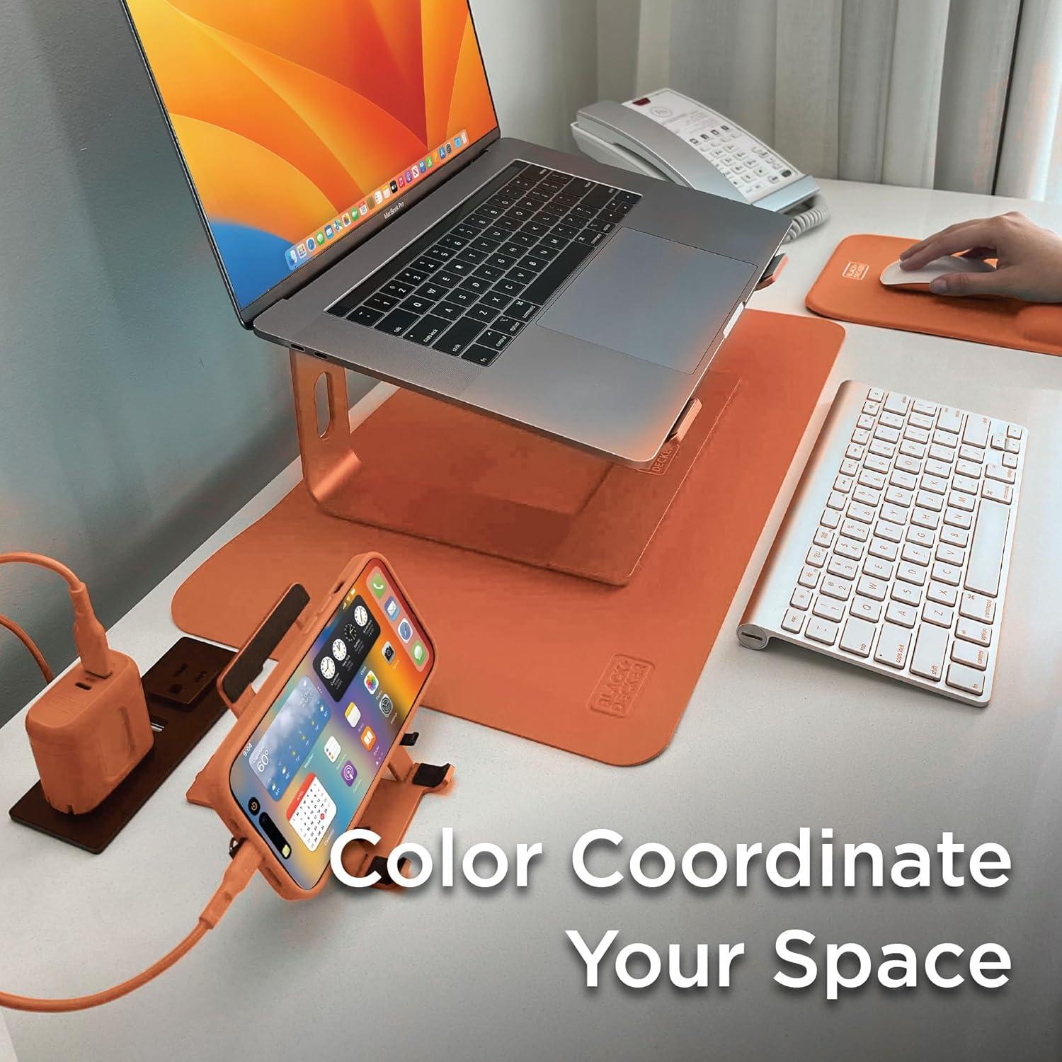 imageBlackDecker Faux Leather Desk Mat for Keyboard and Mouse Protective Desk Decor Gaming Work from Home Office AccessoryCoral Rose