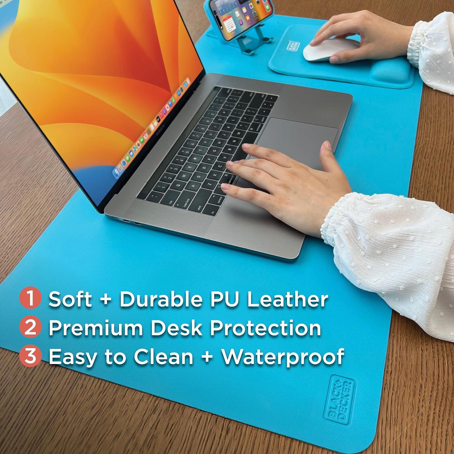 imageBlackDecker Faux Leather Desk Mat for Keyboard and Mouse Protective Desk Decor Gaming Work from Home Office AccessoryLoch Ness