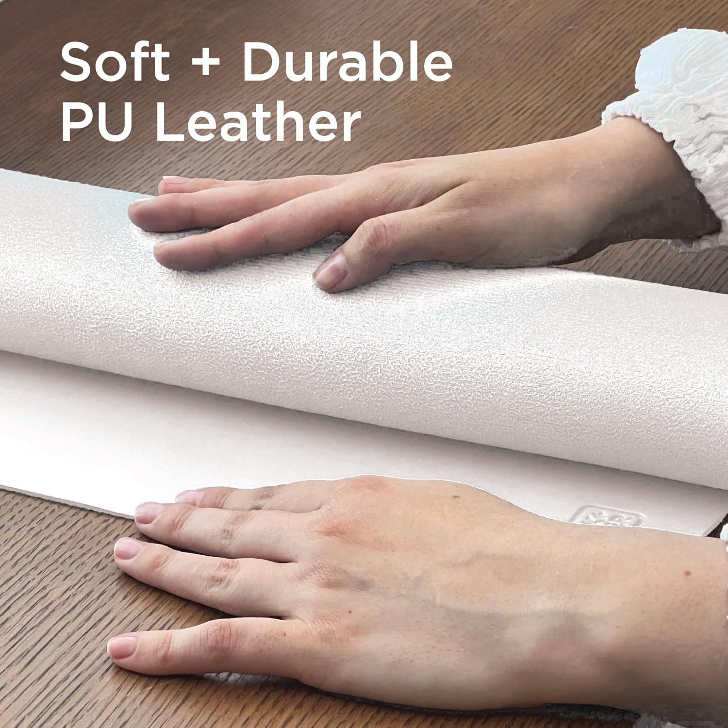 imageBlackDecker Faux Leather Desk Mat for Keyboard and Mouse Protective Desk Decor Gaming Work from Home Office AccessoryWhite