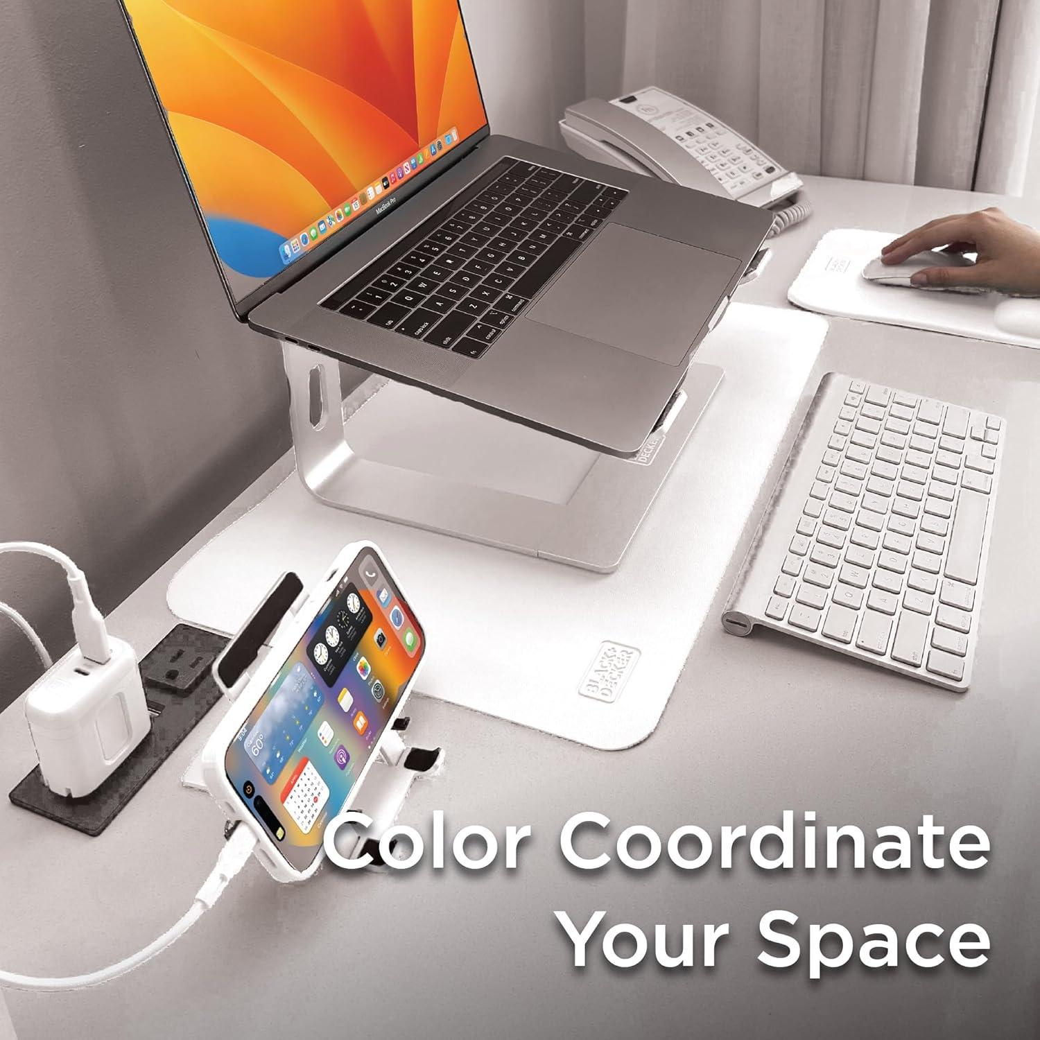 imageBlackDecker Faux Leather Desk Mat for Keyboard and Mouse Protective Desk Decor Gaming Work from Home Office AccessoryWhite