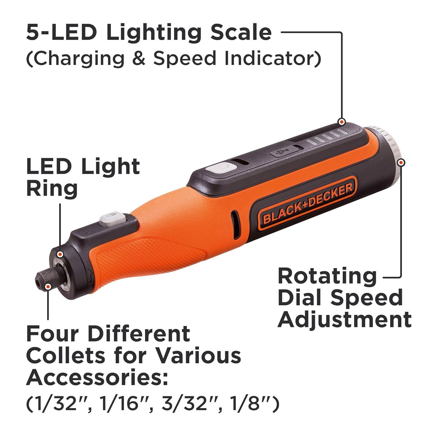 imagebeyond by BLACKDECKER 8V MAX Rotary Tool with Accessory Kit Versatile Cordless 35Piece BCRT8K35APB