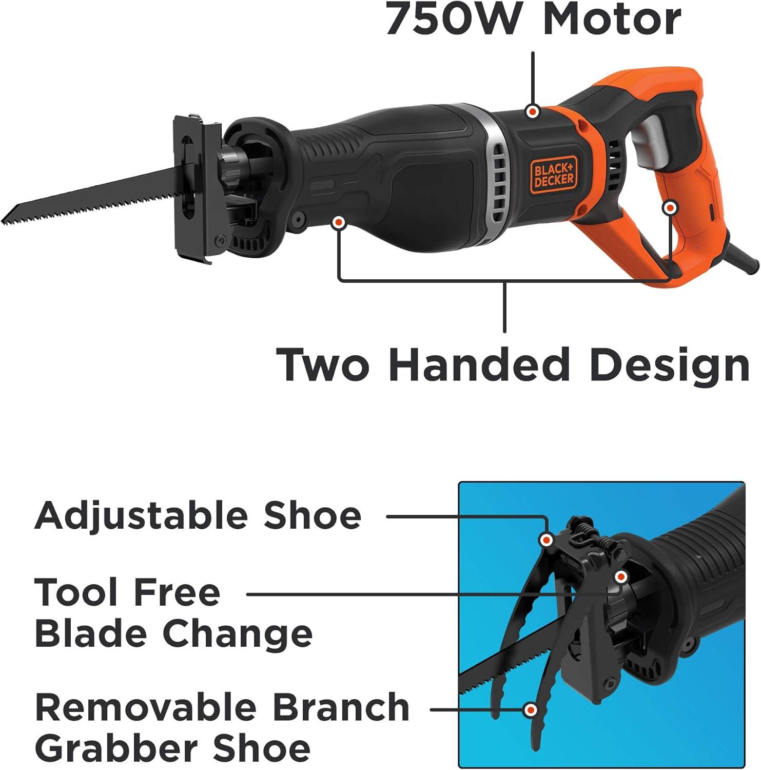 imagebeyond by BLACKDECKER Electric Pruning Saw with Branch Holder 7 Amp BES302KAPB Orange