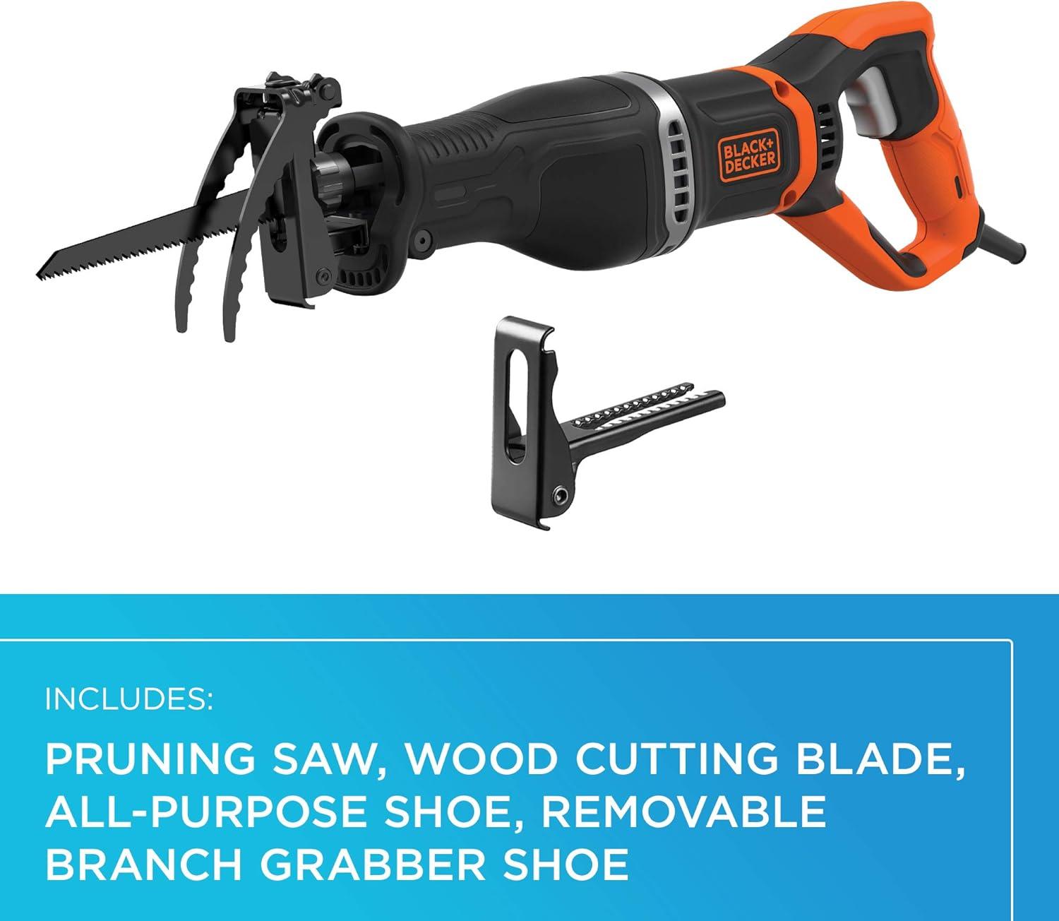 imagebeyond by BLACKDECKER Electric Pruning Saw with Branch Holder 7 Amp BES302KAPB Orange