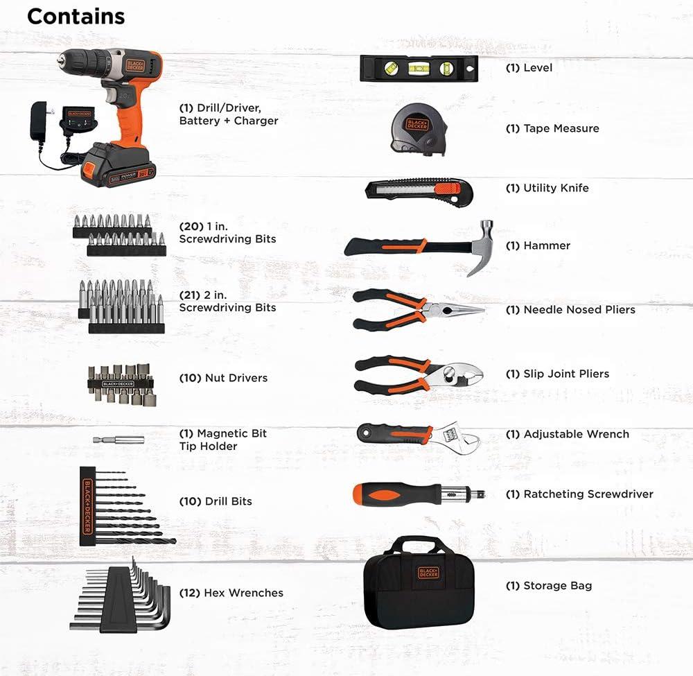 imagebeyond by BLACKDECKER Home Tool Kit with 20V MAX DrillDriver 83Piece BDPK70284C1AEVTool Kit