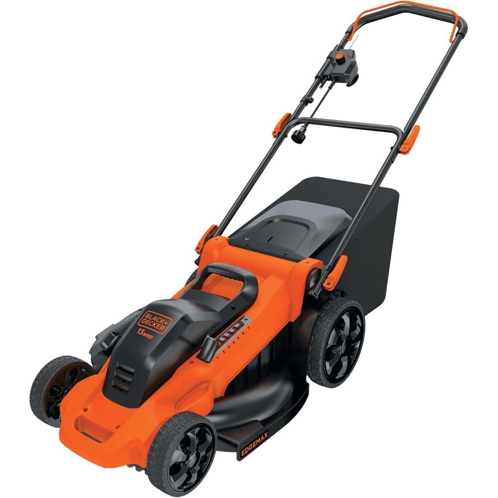 imageBLACKDECKER 20Inch Corded Electric Lawn Mower Ultra Light Push Mower 13Amp High Output Motor 3 in 1 Cutting Versatility Tool Free Height Adjustment 7setting Cutting Height MM2000