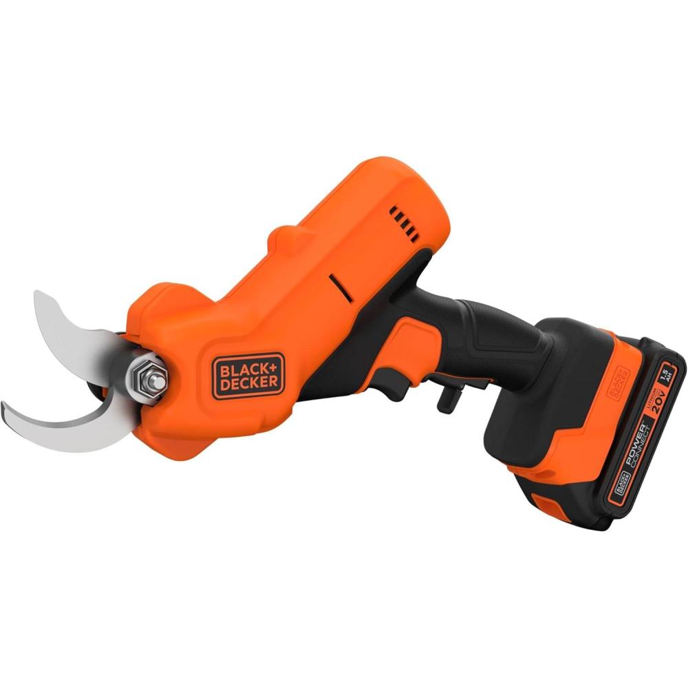 imageBLACKDECKER 20V MAX Cordless Pruner Electric Pruning Shears Battery and Charger Included 900 Cuts Per Charge Electric Pruner Tool Free Blade Change BCPR320C1