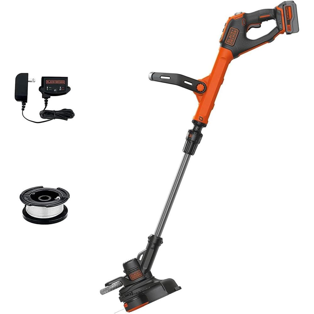 imageBLACKDECKER 20V MAX Cordless String Trimmer and Edger 12 Inch Weed Eater 2Speed Control Weed Wacker 2 Batteries Charger and Spool Included LSTE52520V Trimmer Kit  1 Long Runtime Battery
