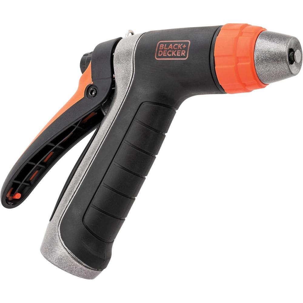 imageBLACKDECKER Adjustable Metal Rear Trigger Nozzle Durable EasyGrip Garden Hose Sprayer with Locking Rear Trigger BD59578