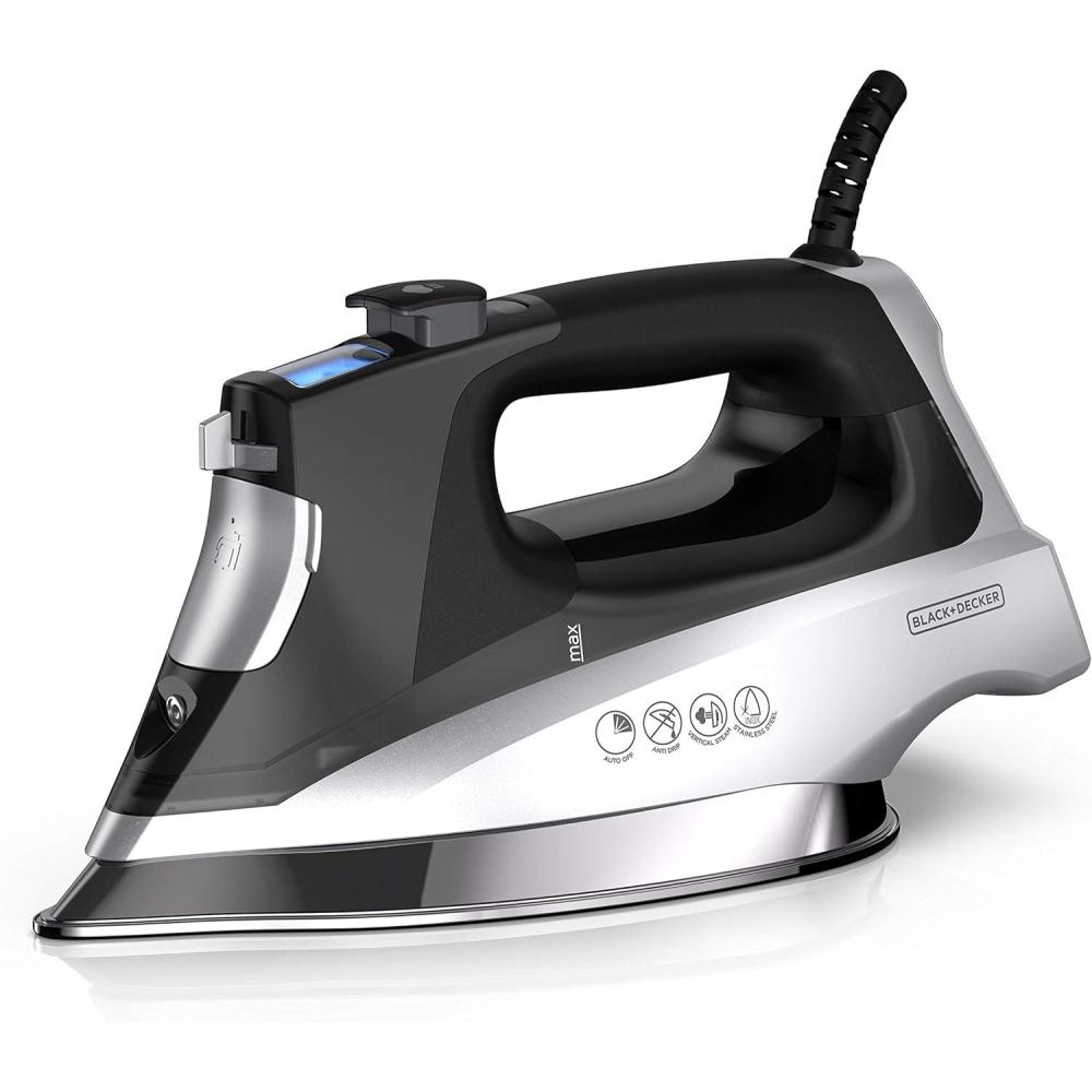 imageBLACKDECKER Allure Digital Professional Steam Iron D3060 30 More Steam Percison Tip Stianless Steel Soleplate Vertical Steam FuctionBlackSilver