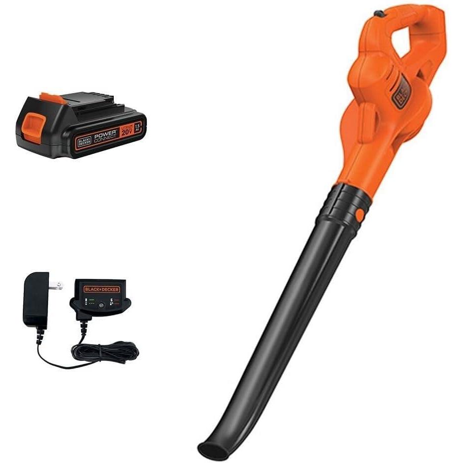 imageBLACKDECKER Cordless Leaf Blower with Battery and Charger 20V MAX Electric Leaf Blower 130 mph Air Speed Lightweight Design LSW22120V Sweeper