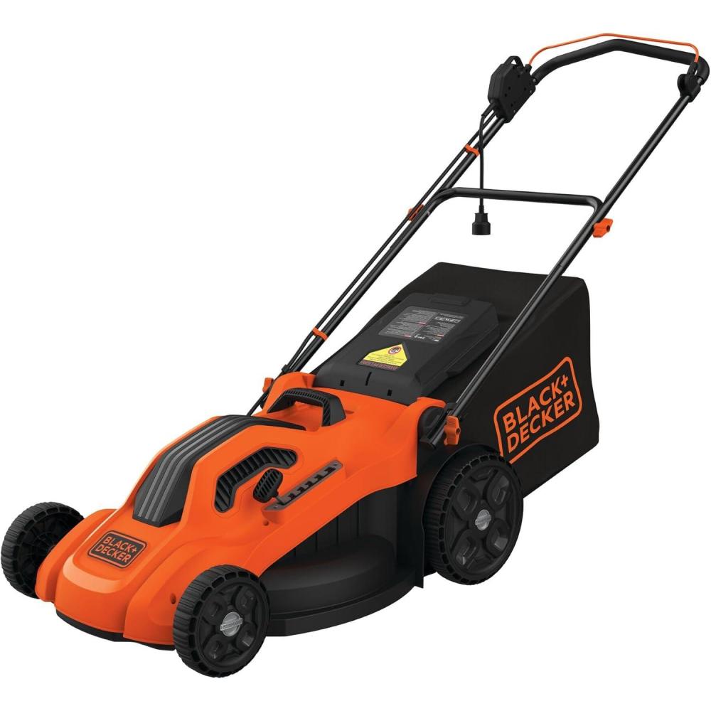 imageBLACKDECKER Electric Push Lawn Mower Corded 13 Amp 20Inch Cutting Deck 6 Setting Height Adjustment Compact Storage Collection Bag BEMW213