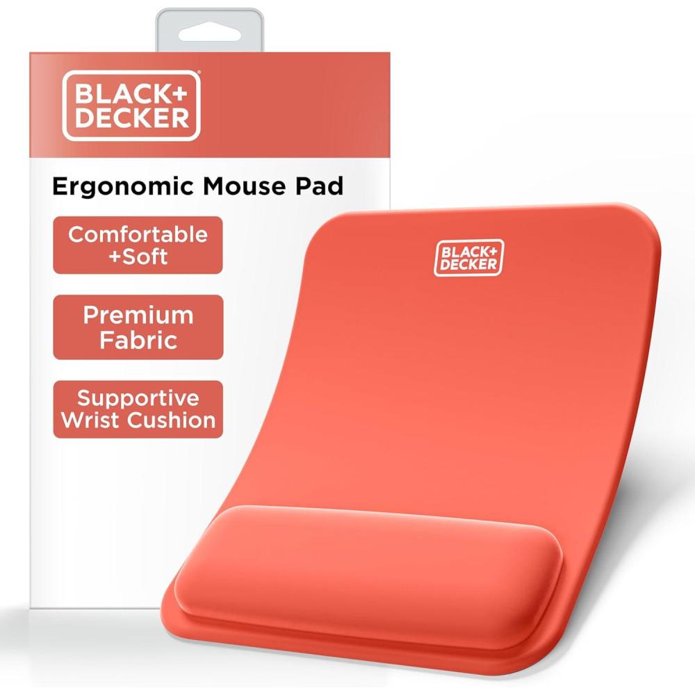 imageBLACKDECKER Ergonomic Mouse Pad Wrist Support Comfortable Mouse Pad Wrist Rest Wrist Relief Gel Mousepad NonSlip Base Aesthetic Mousepad for Gaming Home Office Perfect for Computer LaptopCoral Rose