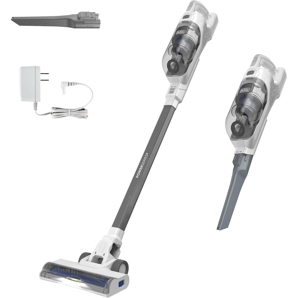 imageBLACKDECKER POWERSERIES 20V MAX Cordless Stick Vacuum Cleaner with LED Floor Lights Bagless Lightweight Cordless Vacuum Cleaners for Home Up to 44 Minutes Powerful Suction Gray BHFEA520J16V Vacuum