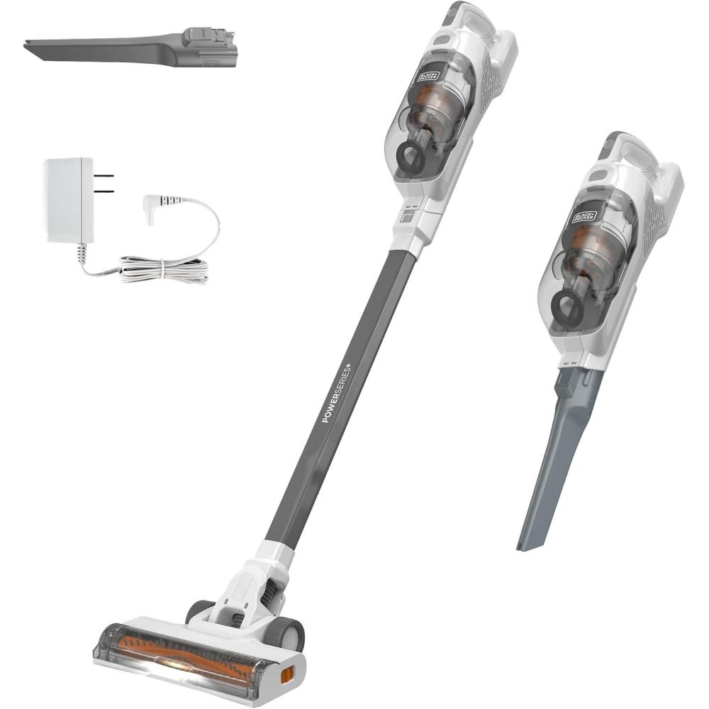 imageBLACKDECKER POWERSERIES 20V MAX Cordless Stick Vacuum Cleaner with LED Floor Lights Bagless Lightweight Cordless Vacuum Cleaners for Home Up to 44 Minutes Powerful Suction Gray BHFEA520J20V Vacuum
