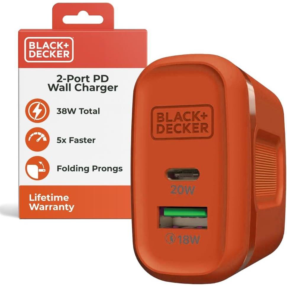 imageBLACKDECKER QuickCharge PD Wall Charger 2Port 38W USB amp Type C Wall Plug Compact Power Block USB C Fast Charger Adapter Power Delivery amp Qualcomm QC 30 Perfect for Home Office TravelCoral Rose