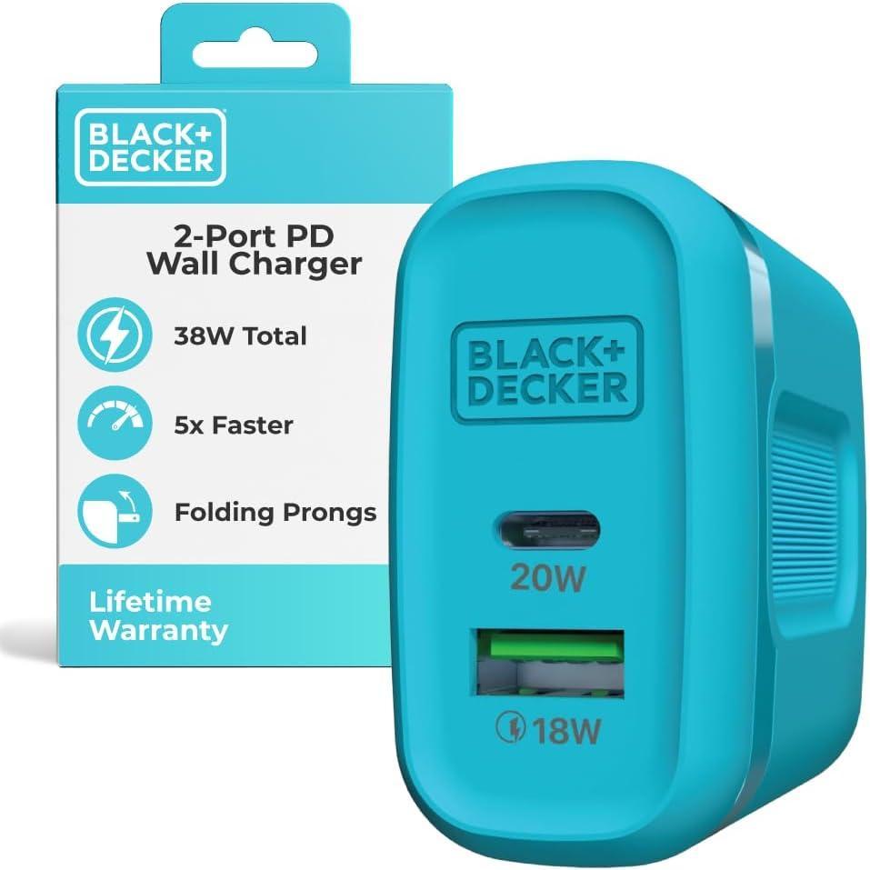 imageBLACKDECKER QuickCharge PD Wall Charger 2Port 38W USB amp Type C Wall Plug Compact Power Block USB C Fast Charger Adapter Power Delivery amp Qualcomm QC 30 Perfect for Home Office TravelLoch Ness