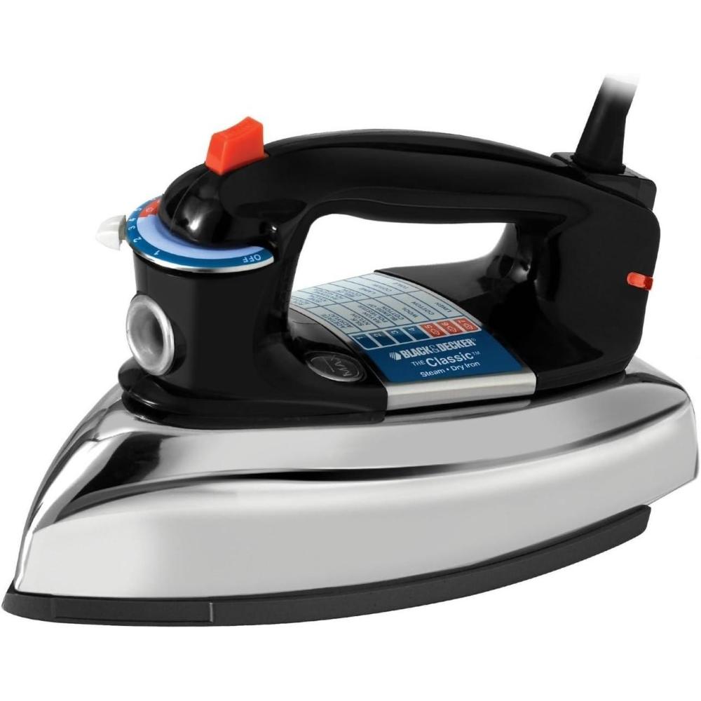 imageBLACKDECKER The Classic Iron F67ET Aluminum Soleplate Steam or Dry Ironing 7 Temperature Settings AntiDripStandard