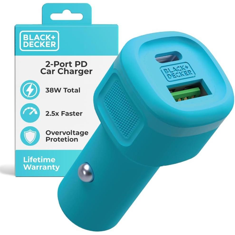 imageBLACKDECKER USB C Car Charger Compact 38W 2Port LED Indicator Type C Charger with Power DeliveryQuick Charge Compatible with iPhone 17 16 15 14 13 Series Pixel 3 2 XL iPad Pro MoreLoch Ness