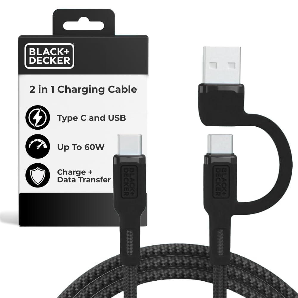imageBLACKDECKER USB C Multi Charging Cable Fast Multi Charger Cable wAdapter Braided 2in1 Multiple USB Cable Universal Charging Cord wType CUSB Adapter for iPhone 17 16 15SamsungLGTabletsMoreBlack