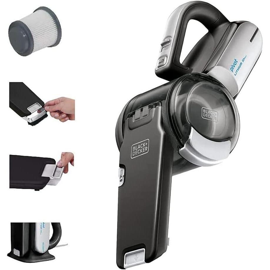 imageBLACKDECKER dust buster PIVOT VAC Handheld Vacuum Cordless Car Vacuum Portable Rechargeable Extendible Crevice Tool and 200 Degree Pivoting Nozzle Strong Suction Lightweight BDH2000PL
