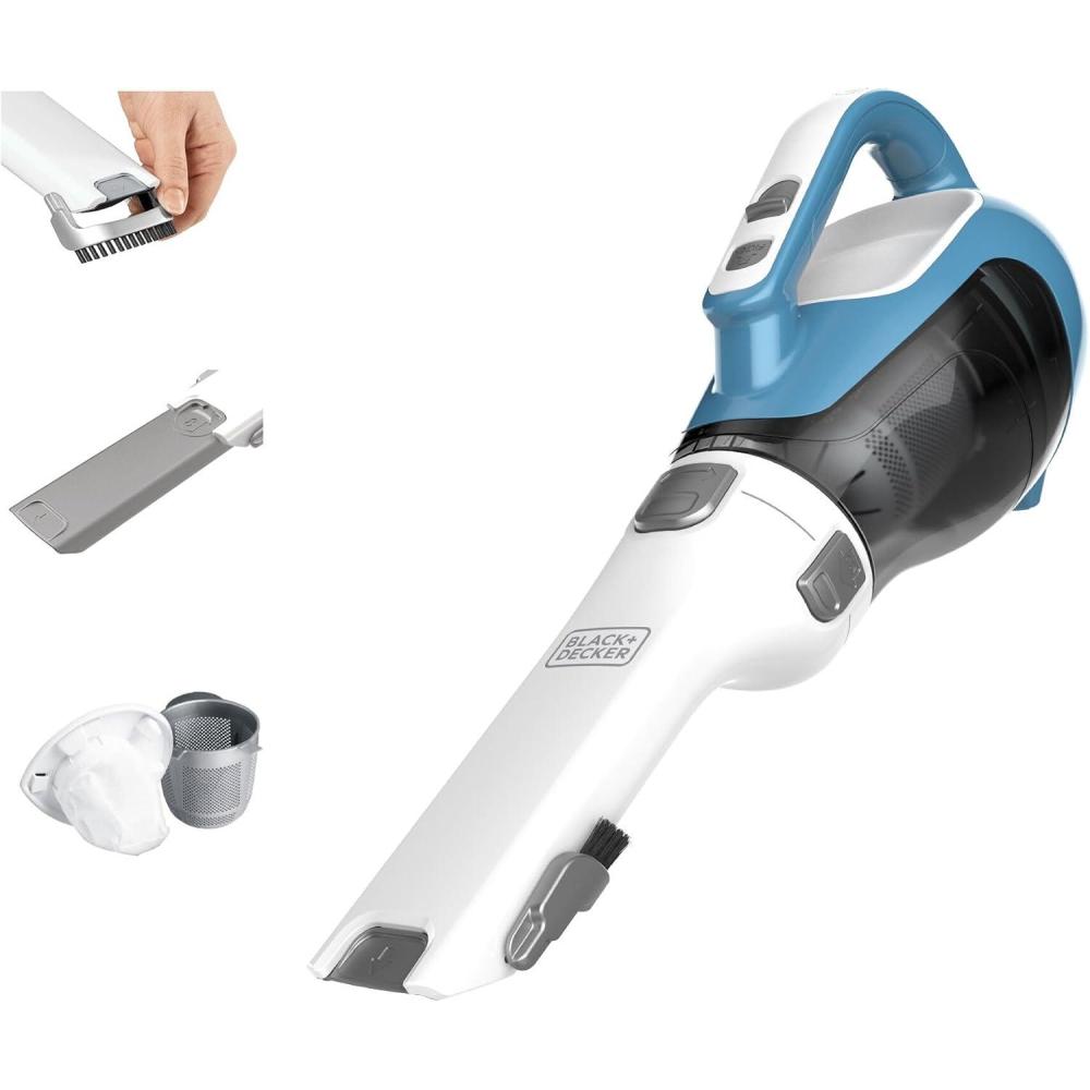 imageBLACKDECKER dustbuster AdvancedClean Handheld Vacuum Cordless Compact Home and Car Vacuum with Crevice Tool Rotating Nozzle and Charging Station Large Dust Bowl CHV1410LAdvancedClean