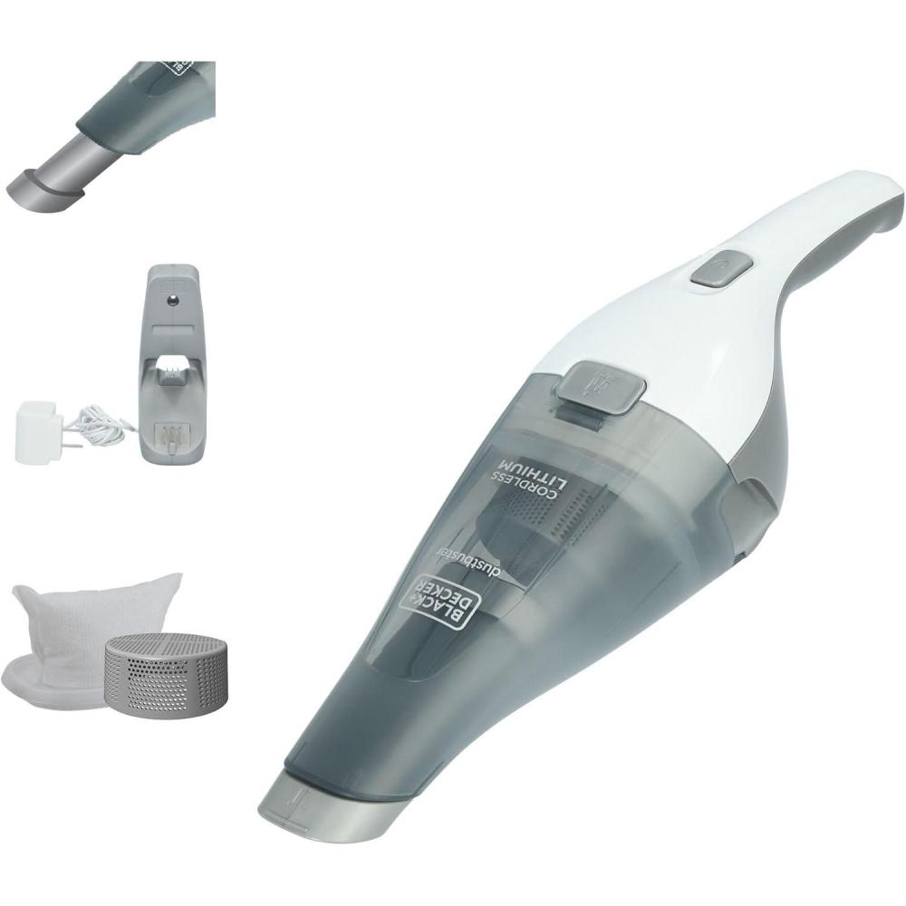 imageBLACKDECKER dustbuster Cordless Handheld Vacuum Portable Car Vacuum Cordless Rechargeable Wall Mount Strong Suction QuickClean HNVC215B10White 8V