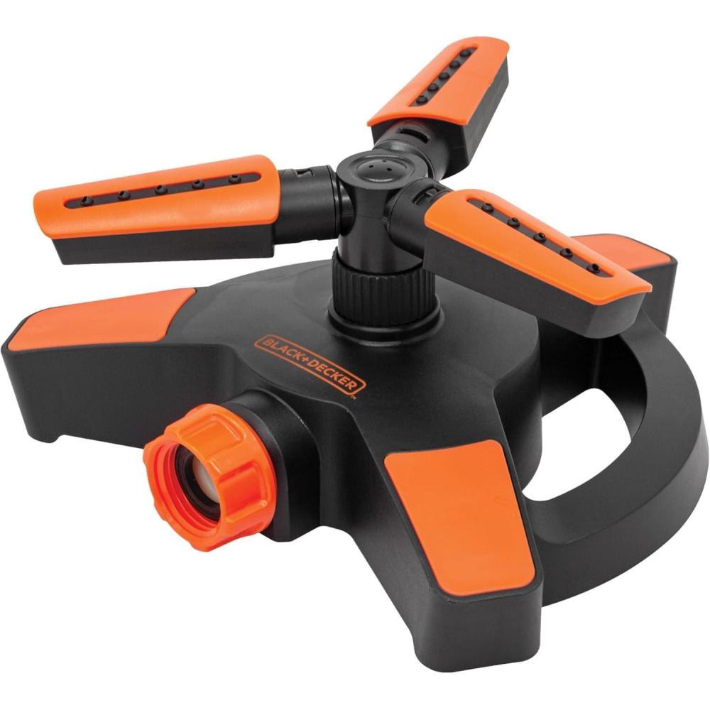 imageBlack Decker 3Arm Adjustable Sprinkler 360 Coverage Customizable Spray 1216 Square Foot Coverage BD8428