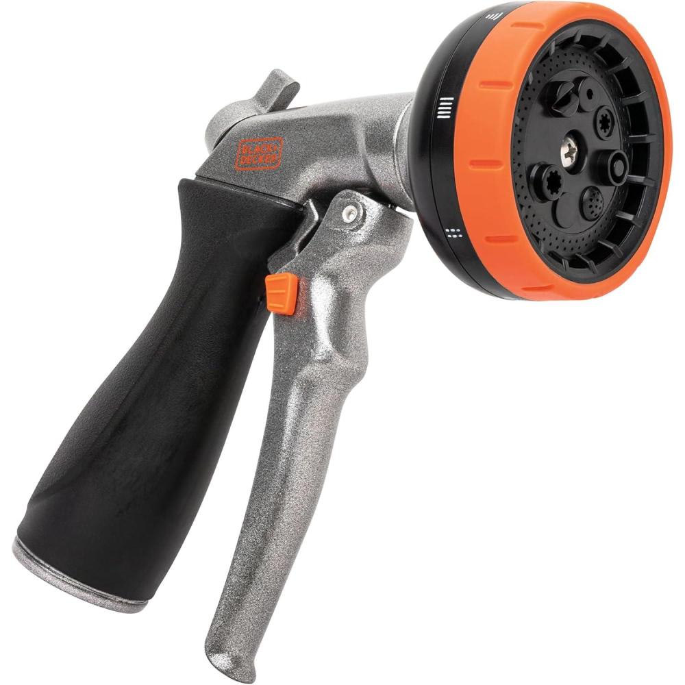 imageBlack Decker 8Pattern Zinc Front Trigger Nozzle Durable Metal Build Comfortable Grip Precision Control BD59378