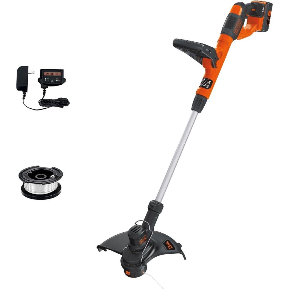 imageBlackDecker 40V MAX 13 Inch String Trimmer and Lawn Edger with Battery and Charger Cordless Weed Eater with Charge Indicator High Torque PowerDrive Technology LST140C40V String Trimmer Kit