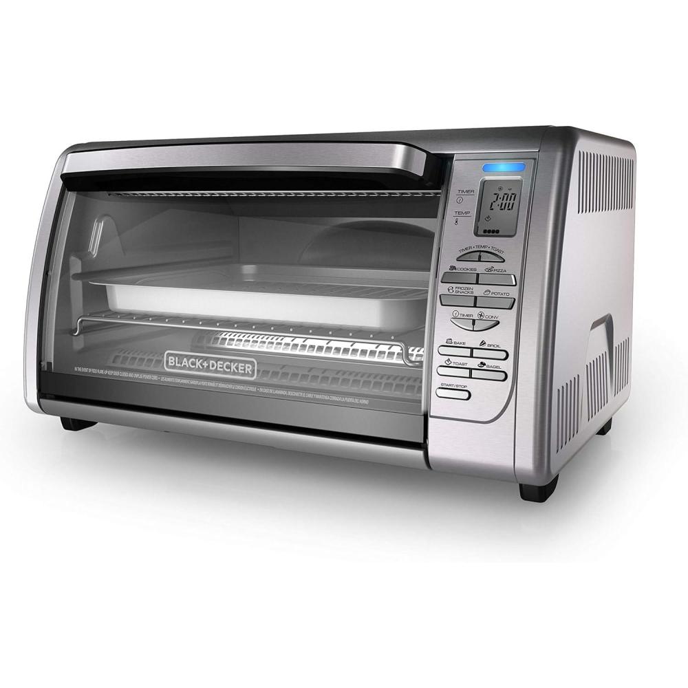 imageBlackDecker Countertop Convection Toaster Oven 8 Onetouch Cooking Functions Stainless SteelDual Rack Positions