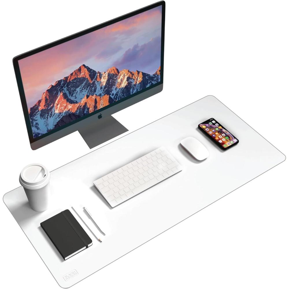 imageBlackDecker Faux Leather Desk Mat for Keyboard and Mouse Protective Desk Decor Gaming Work from Home Office AccessoryWhite