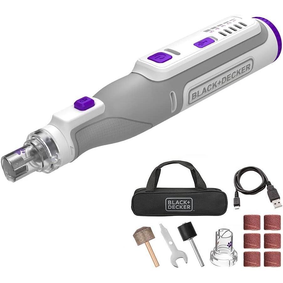 imagebeyond by BLACKDECKER BCRT8KPTAPB 8V MAX Cordless Rechargeable Pet Nail Trimmer and Rotary Tool Gray