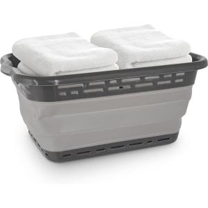 BLACK+DECKER 1 Large 25″ Slim Collapsible Laundry Basket – Portable & Space-Saving Basket with Dual Comfort Grip Handles – Ideal for Laundry, Towels, Blankets & More in Small Spaces & Travel, Black
