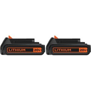 BLACK+DECKER 20V MAX Battery, 1.5Ah Lithium Ion Battery, Extended Runtime, Compatible with Tools, Outdoor Equipment and 20V Vacuums (LBXR20)(One Size (Pack of 2))