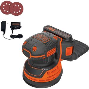 BLACK+DECKER 20V MAX Orbital Sander, Cordless, 12,000 OPM, 2 Sandpaper Sheets, Battery and Charger Included (BDCRO20C)(Orbit Sander kit)