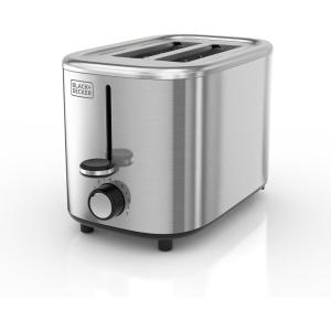 BLACK+DECKER 2-Slice Toaster, T2569B, Extra Wide Slots, 6 Shade Settings, 850 Watts, Crub Tray, Cancel Button(Silver)