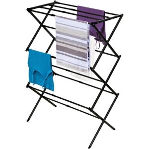BLACK+DECKER 3 Tier Expandable Collapsing Foldable Laundry Rack for Air Drying Clothing, Space Saving Heavy Duty Lightweight Metal Drying Rack(White)(Black)