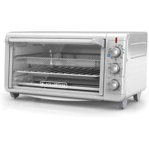 BLACK+DECKER Crisp ‘N Bake Air Fry Countertop Convection Toaster Oven, XL Capacity, 8-Slice, 5-in-1, Fits 9” x 13” pan,12” Pizza, 60-Min Timer, Bake, Broil, Air Fry, Toast, Keep Warm, Stainless Steel