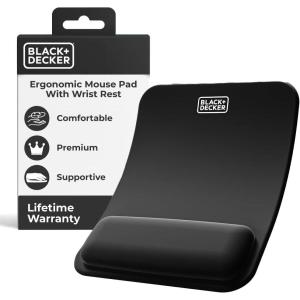 BLACK+DECKER Ergonomic Mouse Pad Wrist Support – Comfortable Mouse Pad Wrist Rest – Wrist Relief Gel Mousepad – Non-Slip Base Aesthetic Mousepad for Gaming, Home, Office – Perfect for Computer, Laptop(Black)