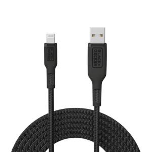 BLACK+DECKER Lightning to USB Cable – Fast Compatible iPhone Lightning Cable – Durable Braided iPhone Charger Cord – for Travel and Daily Use – Multiple Color + Length Options – 6ft(Black)