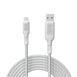 BLACK+DECKER Lightning to USB Cable – Fast Compatible iPhone Lightning Cable – Durable Braided iPhone Charger Cord – for Travel and Daily Use – Multiple Color + Length Options – 6ft(White)