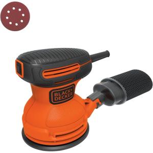BLACK+DECKER Orbital Sander, 5 Inch, 2.0 Amp, 12000 OPM, Corded, 1 Sandpaper Sheet and Dust Bag Included (BDERO100)(Sander Only)