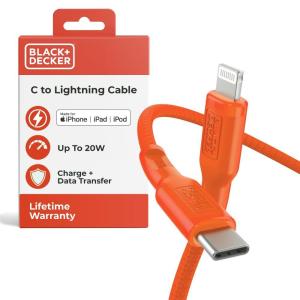 BLACK+DECKER USB C to Lightning Cable – Fast Compatible iPhone Lightning Cable – Durable Braided Type C iPhone Charger Cord – for Travel and Daily Use – Multiple Colors and Lengths – 6ft(Coral Rose)